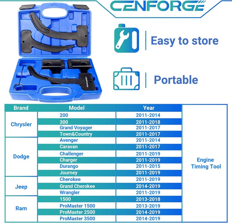 CENFORGE Store 3.6 Pentastar Timing Tool Kit, 3.6L Camshaft Phaser Timing Chain Lock Tool Set Compatible with 2011 to 2019 Chrysler Dodge Jeep Ram, Replace 10200A 10202 10369A - Image 5